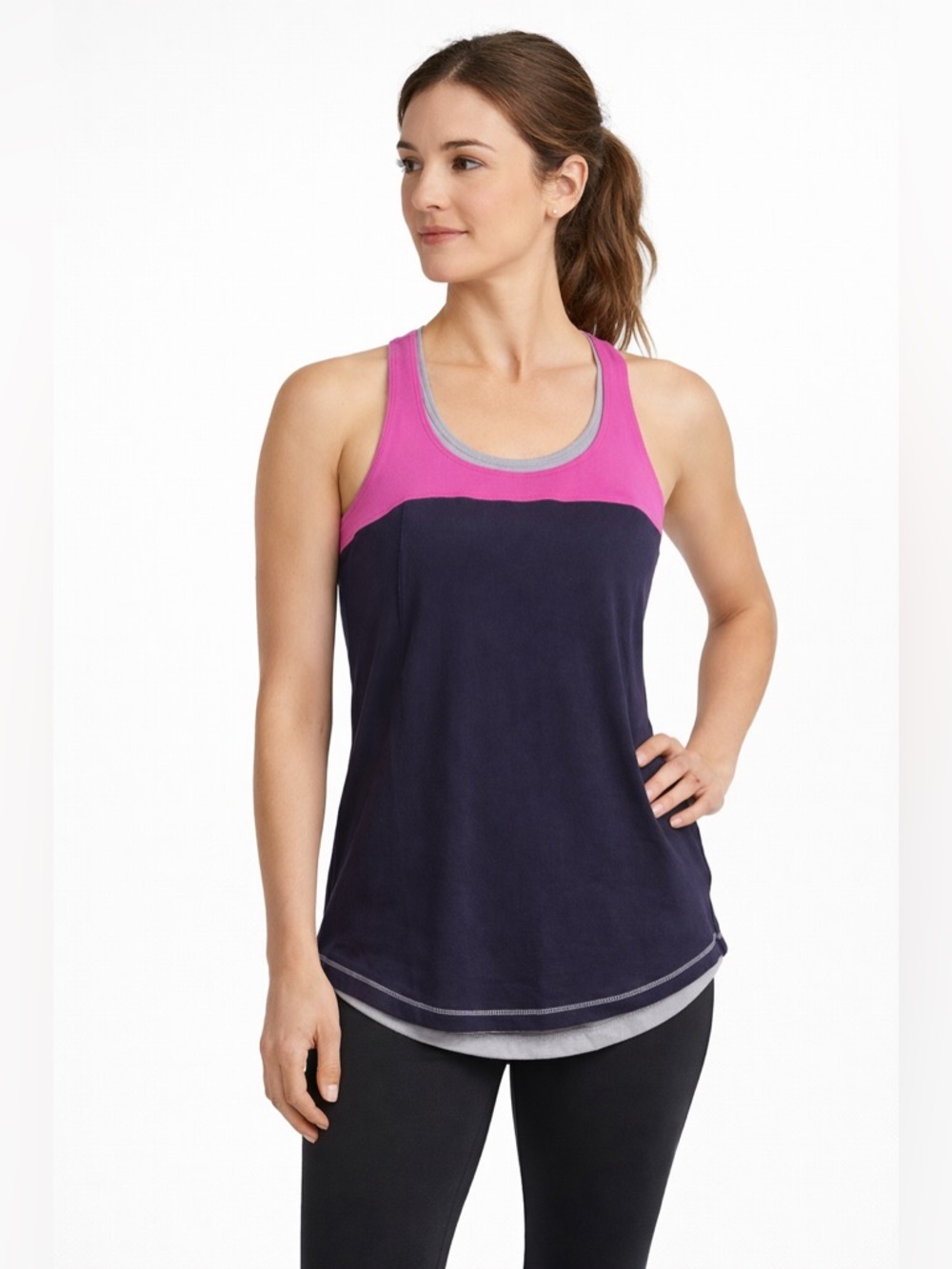Lululemon Racerback Tank Pink Gray Navy Women XS EUC P85